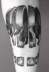 Рака црна сива парче човечка череп шема за тетоважа