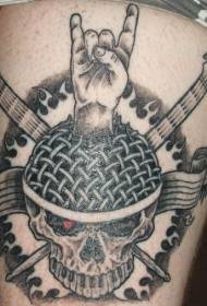 Schwaarz a wäiss Heavy Metal Schädel Tattoo Muster