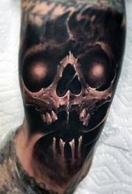 Arm strange devil's skull color tattoo pattern