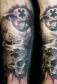 Creepy horror style bloody baby tattoo pattern