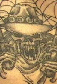 Juodos ir baltos bandito pistoleto tatuiruotės modelis