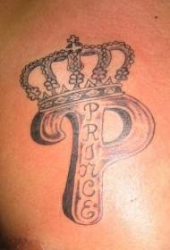 Angla letero krono kreema tatuaje ŝablono