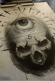 Manuscript skull all-view tattoo pattern