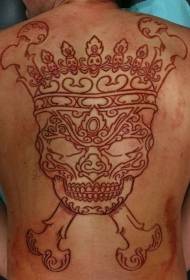 Натраг резано месо лубање круна узорак тетоважа кости
