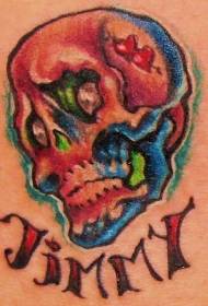Foto di tatuaggio colorato lettera teschio