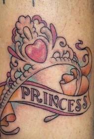 Alfabet bahasa Inggris merah muda dan pola tato mahkota