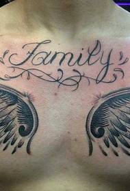 Chest personality wings tattoo pattern