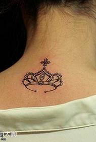 Back small crown tattoo pattern