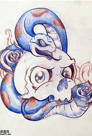 Manuscript python rose tattoo pattern