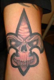 Lily cvet silhueta z zlobnim vzorcem tatoo lobanje