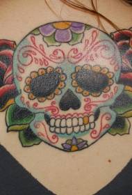 Placa di caramella culurita à spalle cù mudellu di tatuaggi di rose