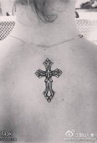 Beauty back cross tattoo pattern