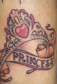 Modello di tatuaggio lettera principessa corona