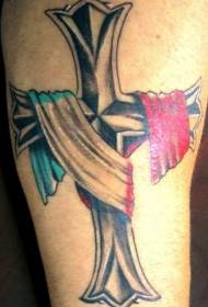 Modello di tatuaggio croce bandiera italiana