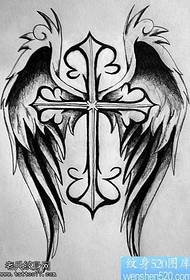 Manuscript msalaba mbawa tattoo mfano
