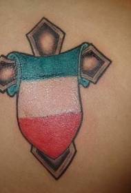 Хрест з італійським прапором татуювання візерунком