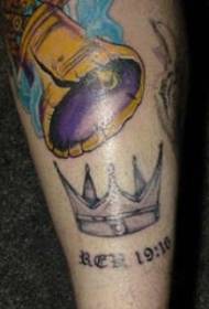 Golden bell and crown character tattoo pattern