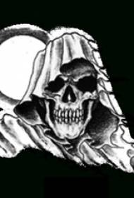 काले ग्रे स्केच रचनात्मक डरावनी खोपड़ी खोपड़ी टैटू पांडुलिपि