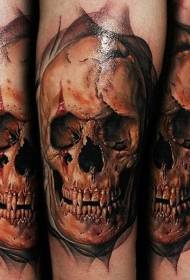 Estilo realista de brazo patrón de tatuaxe de cráneo antigo sanguento