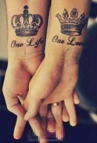 Couple wrist on black sketch creative aesthetic crown tattoo picture