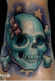 Foot skull bow tattoo pattern