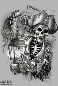 Manuscript westerse piraten schedel tattoo patroon
