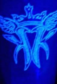 Crown křídla fluorescenční tetování vzor