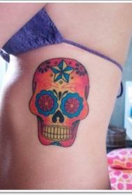 Padrão de tatuagem de caveira mexicana de cor na cintura