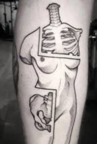Disegni creativi del tatuaggio a metà corpo in stile metà squat