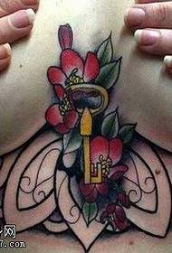 Chest key tattoo pattern