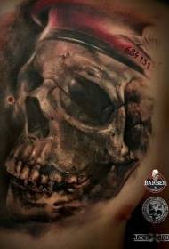 Chest realistyske kleur minske skull tatoeëringsfoto