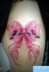 Leg pink bow tattoo pattern