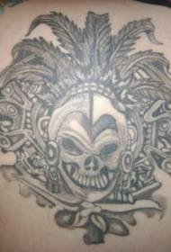 Torna teschio azteco con motivo tatuaggio piuma