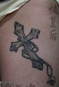 Leg trend cross tattoo pattern