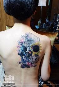 Silk flower tattoo pattern on the shoulder