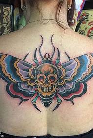 Back painted skull butterfly tattoo pattern