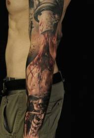 Mannlig arm knebøy realistisk tatoveringsmønster