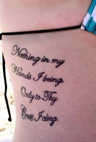 Side ribs nice looking English alphabet tattoo pattern