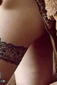 Leg lace bow tattoo pattern