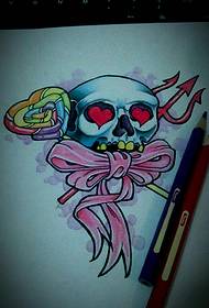Immagine di manoscritto tatuaggio teschio arco colorato