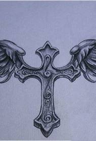 Manoscritto tatuaggio ali incrociate bianco e nero