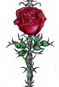 Stylish beautiful cross rose tattoo pattern