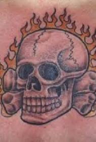 Црна и бела горење шема на тетоважа на черепот