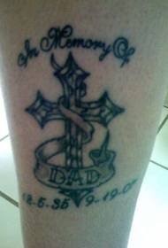 Croce commemorativa e lettera modello tatuaggio
