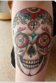 Beso kolorea Mexikoko azukre-tartaren tatuaje eredua