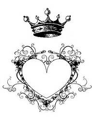 Modello di tatuaggio corona d'amore manoscritto