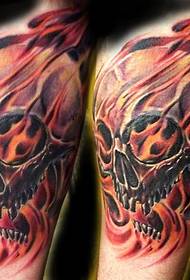 Кула европска и американска шема на тетоважи со пламен на черепот