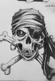 Manuscris tatuaj craniu negru schiță gri design design stil pirat