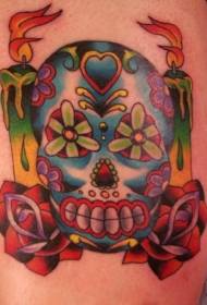 Padrão de tatuagem de vela acesa em bolos coloridos