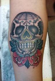 U bracciu di a ragazza dipinta à l'aquarellu di u craniu creativo exquisite stampi di tatuaggi